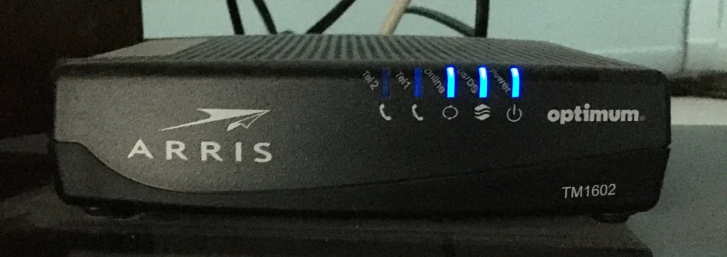 ARRIS TM1602 cable modem used by Optimum internet service provider