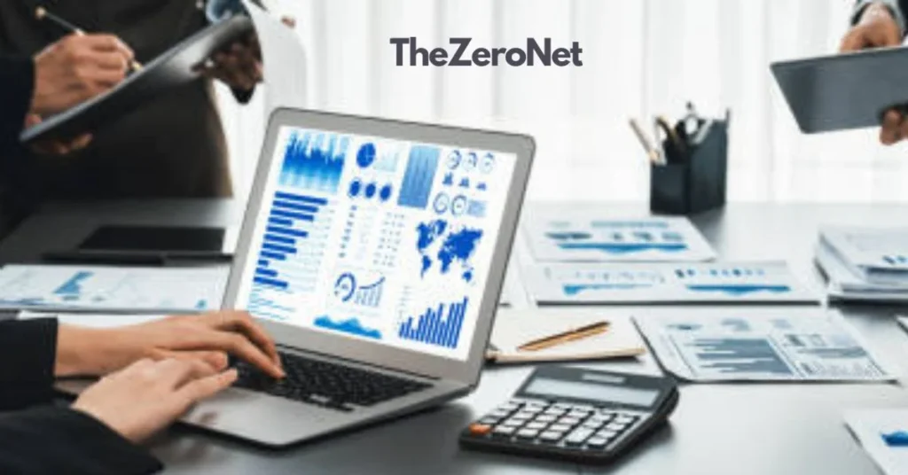 Team analyzing business intelligence reports and data