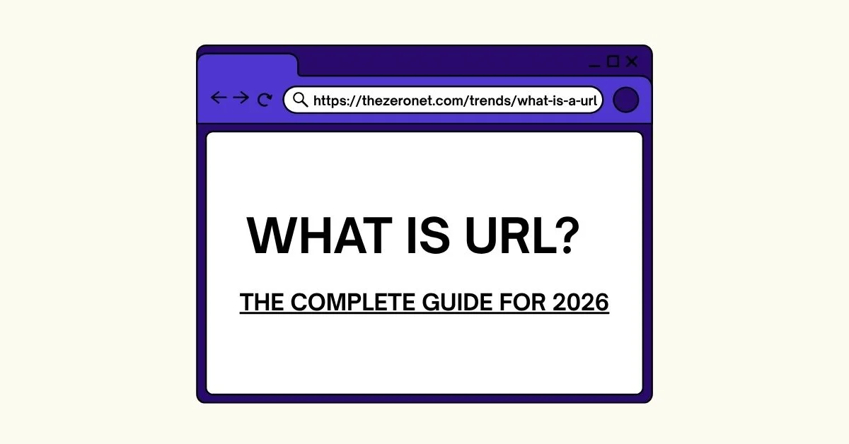 Browser address bar showing https://thezeronet.com/trends/what-is-a-url as a complete URL example